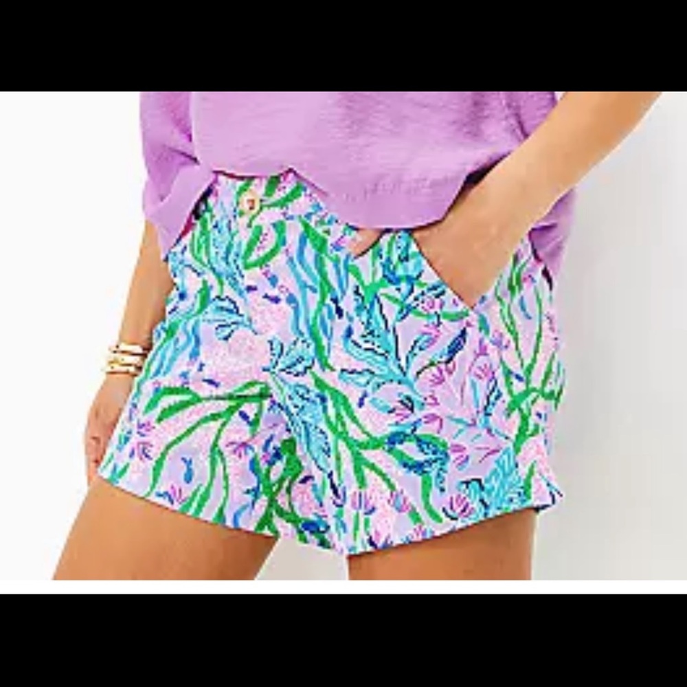 Lilly Pulitzer High Waist Purple and Blue Shorts
